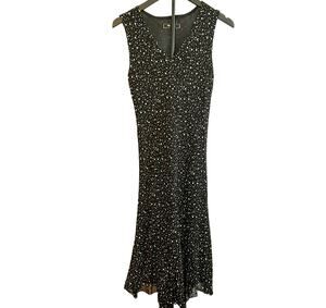 VTG Lily Black Multi Confetti Polka Dot Size M Handkerchief Hem Whimsigoth Dress